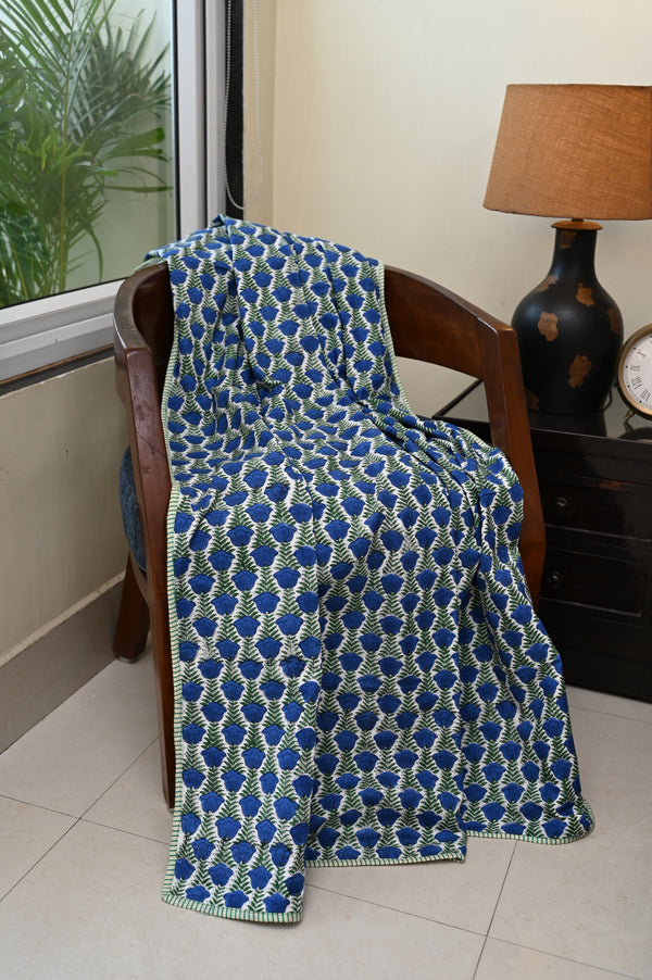 Sapphire Petals Cotton Single Bed Dohar