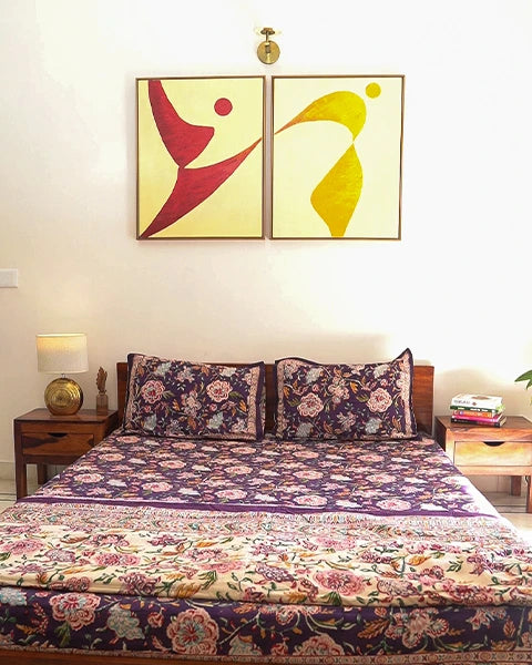 Royal Bloom Handblock Bedsheet