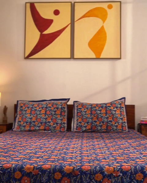 Amber Garden Handblock Bedsheet
