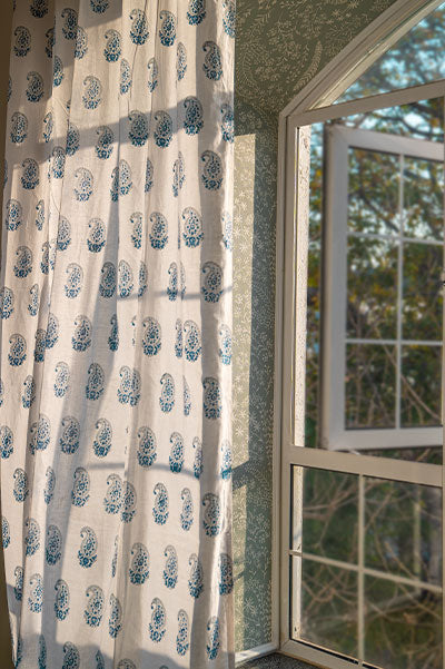 Classic Paisley Handblock Print Cotton Fabric