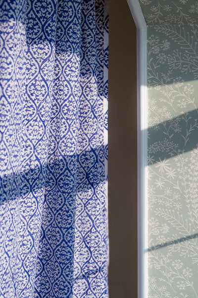 Moroccan Trellis Handblock Print Cotton Curtain